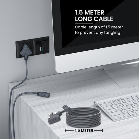 Portronics Konnect G1 3-Prong Power Connector with 1.5meter long power cable