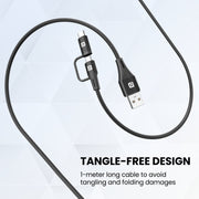 Portronics Konnect J7 Dual headed Cable Micro and Type C Cable tangle free cable 