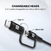 Portronics Konnect J7 Dual headed Cable Micro and Type C Cable USB to type c