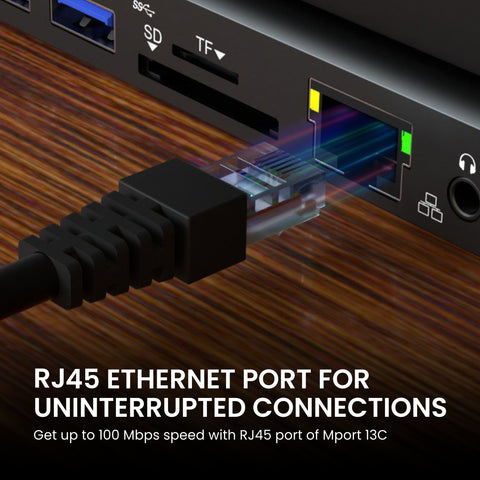 Portronics Mport 13C USB Multiport hub 13-in-1 docking station with USB, HDMI, Ethernet, & VGA ports, and Type-C PD charging slot along with TF & SD card slots