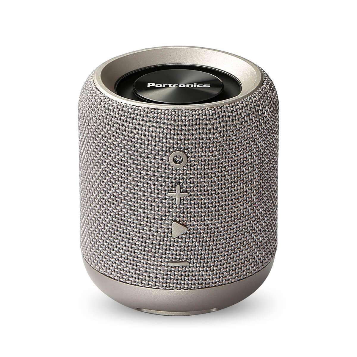 Grey Portronics SoundDrum mini Bluetooth speaker with deep bass