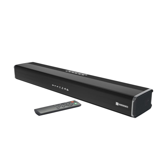 Black Portronics Sound Slick V Bluetooth Soundbar | wireless soundbar speaker with universal connectivity and immersive audio | top sound bar system| soundbar with remote control