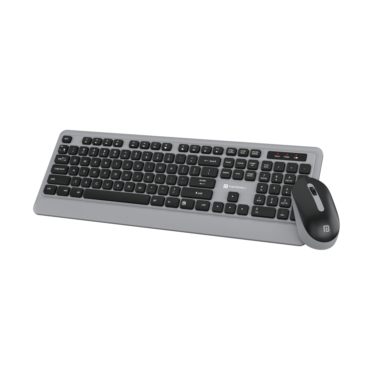 Grey portronics key5 combo wireless mouse and keyboard combo | 2.4ghz stable connection for laptop and pc | wireless keyboard, computer keyboard
