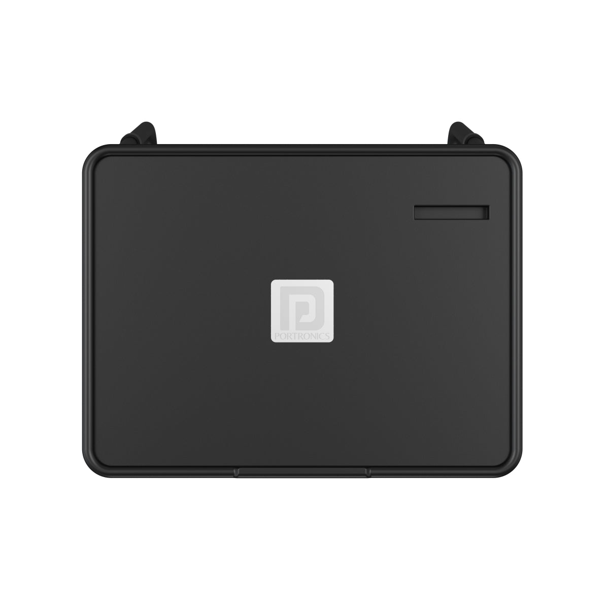 black portronics my buddy f foldable laptop stand | three adjustable tilt angles table | reading a book at comfortable angles laptop stand for bed | how to adjust angle on a portronics laptop stand